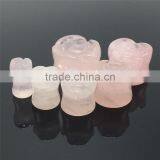 Rose Quartz Flower Shape Stone Plugs Rose Quartz Stone Expander Tunnel thumbnail-6