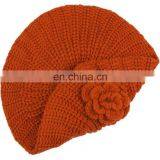 2015 Ladies' Fashion Winter China Suppliers Knitted Cute Beret With Flower thumbnail-1
