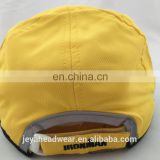 Back closured reflective binding yellow sports caps Black binding polyester running cap sports caps