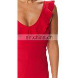 Custom Red Frill Culotte Jumpsuit Women's Fashion Casual Wear thumbnail-4