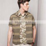 T-MSS019 Round Bottom Casual Wide Stripe Half Sleeve Men Shirt thumbnail-2