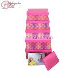 2016 Large to Small Nested Whole Printing Fashion Cute Pink Paper Box Clothes Toy Shoe Storage Boxes With Single Metal Handle