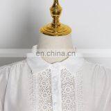 TWOTWINSTYLE Chiffon Patchwork Embroidery Lapel Collar Lantern Sleeve High Waist Loose Slim Shirt Female thumbnail-4