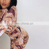 LAITE D2202 Autumn&winter Fashion Bodycon Printed Women Causal Dresses Ladies Pleated Printed Dresses thumbnail-4