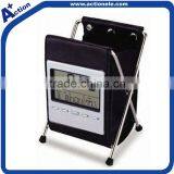 Leather Penholder Digital Alarm Table Clock thumbnail-1