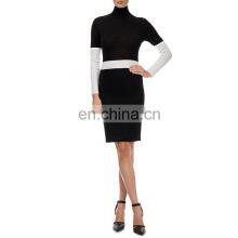 Fashion Two Color Winter Long Sleeve Turtleneck Slim Fit Sweater Dress thumbnail-1