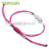 Topearl Jewelry Cubic Zirconia 925 Sterling Silver Beads Swan Couple Charm Hand-knitted Bracelet 9SB08 thumbnail-2