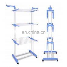 Folding Drying Rack Indoor Stainless Steel Three-layer k Household Multifunctional Towel Rack Shelf thumbnail-2