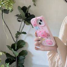 Cute Cartoon Spring Pig Head Soft Shockproof Silicone Back Cover Pink Phone Case For Iphone 13 14 15promax 15pro thumbnail-2