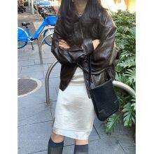 2025 Spring New European and American Style Simple Imitation Leather Fashion Pilot Jacket thumbnail-5