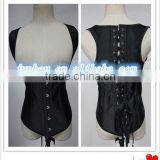 Sexy Black Faux Stretch Leather Intimate Lace Up Top Bustier Corset thumbnail-1