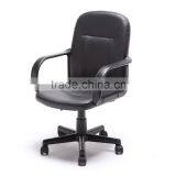 Mid-Back Office Chair PU Leather Ergonomic Desk, Black thumbnail-1