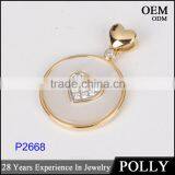 OEM Fashion 925 Sterling Silver Heart Shape Shell Good Plating Pendant Jewelry thumbnail-3