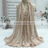 Good Quality New Embroidery Pattern Plain Cotton Linen Scarf Shawl