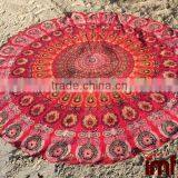Roundie Boho Beach Red Mandala Blanket thumbnail-1
