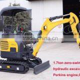 no Swing Mini Excavator 1.7ton,imported Engine,Rubber Track,bucket 400mm Width ,Canopy or Cabin,Retractable Undercarriage