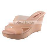 Wholesale Jelly Shoes Candy Color Glass Slipper Wedge Heel Slippers thumbnail-5