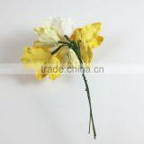 Lily Yellow White Mixed Handmade Mulberry Paper Flower, Wedding Party, Scrap-booking Crafts, Wholesale thumbnail-3
