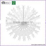 Custom Design White Snowflake Shape Hanging Tissue Paper Fan for Party Decoration