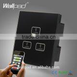 Smart Home 3 Gang WIFI Switch Best Quality Wallpad Black Crystal Glass Android/ISO Phone WIFI 3 Gang Controlled Light Switch Quality Choice