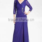 2015 Spring Womens Mesh Sleeves V Neck Long Dress thumbnail-1
