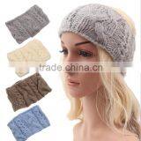 New Europe and America Bohemian Winter Warmer Twist Caps Wool Knit Headband Women Crochet Knit Headband Quality Choice thumbnail-1