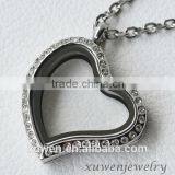 Heart Shape AAA Czech Crystal Stainless Steel Blank Locket Pendant thumbnail-1