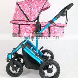 2015 Colors Blue Frame Baby Stroller 3 in 1 ,height Position With 3 Position Seat ,big Air Wheels Can Fit for 2 in 1.