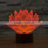 3D Optical Night Light Lotus 7 RGB Light Colors 10 LEDs AA Battery or DC 5V Mixed Lot thumbnail-6