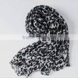 Black & White Leopard Printed Polyester Scarves thumbnail-1