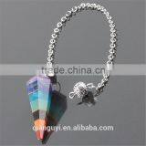 Gemstone Natural Crystal Quartz Point Pendulum Pendants Crystal Point Pendant With Silver Colored Chains thumbnail-2