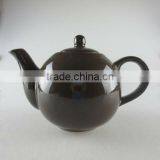 Porcelain Round Teapot Black-glazed thumbnail-1