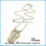 Fashion Metal Gold Plated Fake And Gold Plated Gemstone Europe Turquoise Necklace thumbnail-5
