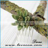Wedding Bridal Bithday Gifts Small Green Succulent Comb Succulent Jewelry thumbnail-2