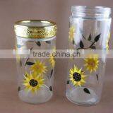 Glass Cookie Jar With Printing Sun Flower thumbnail-5