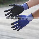 NMSAFETY EN388 Navy Blue Nylon Liner Palm Coated Black PU Protective Gloves Good Quality thumbnail-1