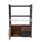 Bookcase Iron Rustic With Teak Wood Furniture thumbnail-4