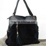 CX-H-50 Genuine Rex Rabbit Fur Women's Handbags With Leather Belt thumbnail-1