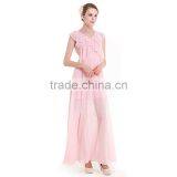 Maxnegio Sexy Long Maxi Pink Color With Ruffle Neck Evening Dress for Girls thumbnail-3