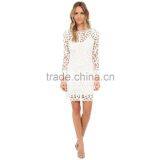 2016 New Arrival Long Sleeves Tight White Lace Dress for Women thumbnail-1