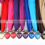 Mix Colors Alloy Heart Pendant Scarves Jewelry Custom Own Pendant Costume Scarves Women Wrap Necklace Scarves thumbnail-4