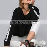 New Arrival Women Cool Black Streetwear Pullover Custom Sleeve Print Oversized Drop Shoulder Ladies Sweatshirt thumbnail-2