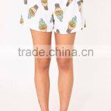 MGOO Custom Design Women Pyjama Set Screen Print Crop Top With Full Print Shorts Funny Pajamas Set thumbnail-5