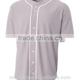 Grey Blank Baseball Jersey Short Sleeve Full Button Mens Baseball Jersey with Piping Mesh Jersey White Plain Uniform Jersey