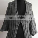 Fashion Ladies Stripe Knitted Poncho Sweater thumbnail-1