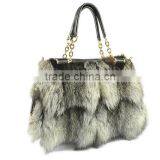 2016 New Arrival Fashion Bags Color Genuine Fox Fur Leather Women Handbag thumbnail-1