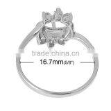925 Sterling Silver + Clear Rhinestone Unadjustable Rings Finger Ring Findings Silver Cabochon Ring Setting thumbnail-2