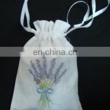 Linen Lavender Bag With Drawstring and Embroidery thumbnail-1