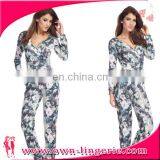 2016 Summer New Printed Floral Ladies Deep-v-shaped Jumpsuit thumbnail-3