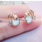 2017 Korean Version Of The New Fashion Crystal Silver Leaf Earrings Female High Quality Jewelry Factory Direct Wholesale thumbnail-5